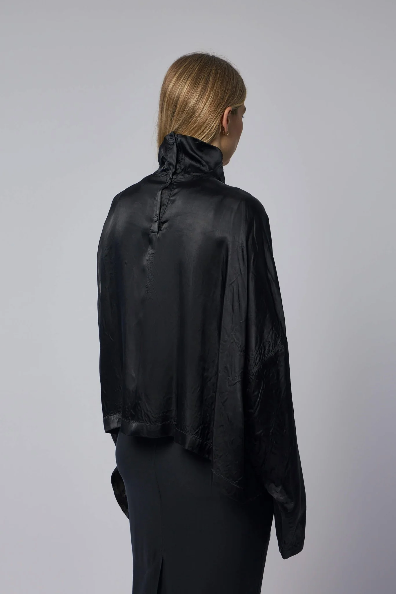 Woven T-shirt - Jumbo Tabard Cropped Top Black - Image 5